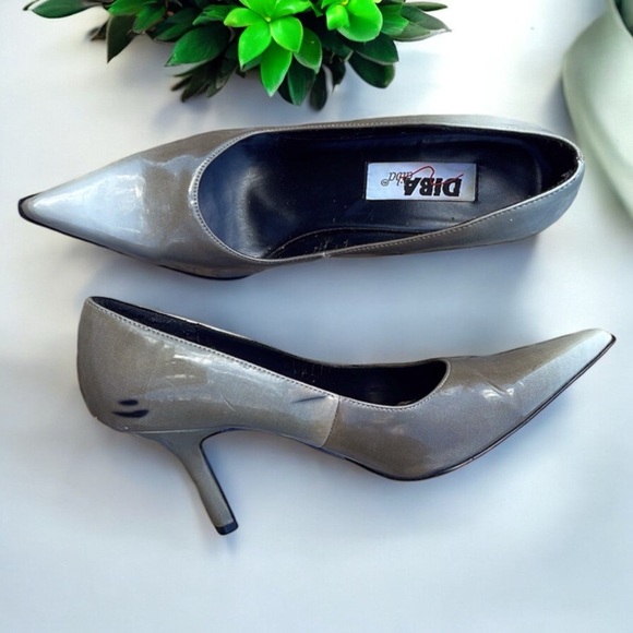 Diba Gray Ombré Gradient Patent Leather Slip On Pointed Toe Pumps Heels - Picture 10 of 16